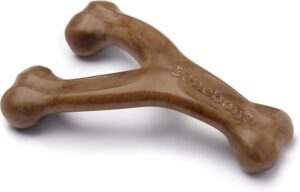 benebone real bacon wishbone dog chew toy for aggressive chewers – durable nylon chew bone made in usa